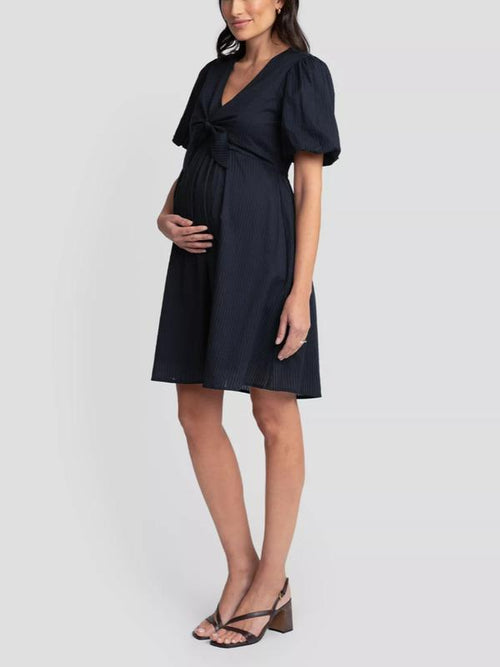 Aviana Maternity Bow Dress in Navy