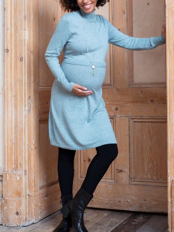 Freya Maternity & Nursing Sweater Dress in Sage