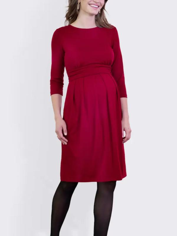 Peachey 3/4 Sleeve Maternity Dress in Claret