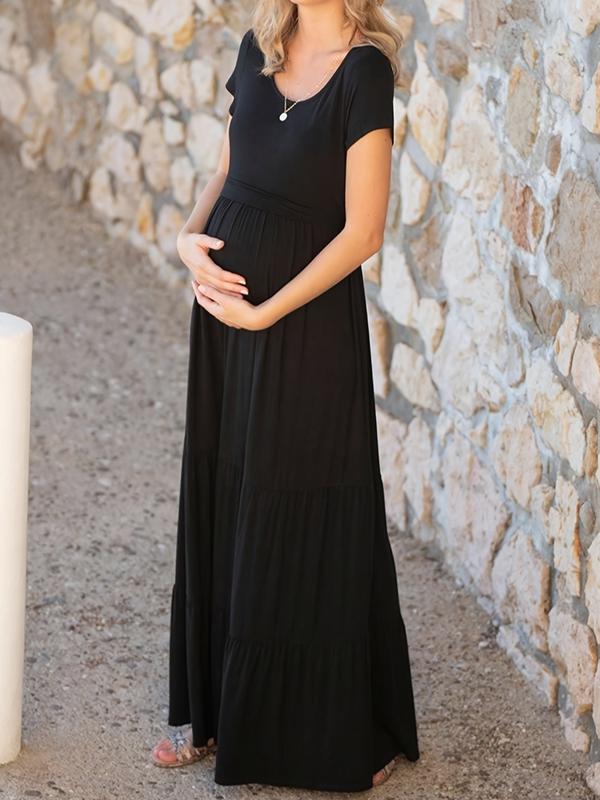 Pippi Maternity Tiered Dress in Black