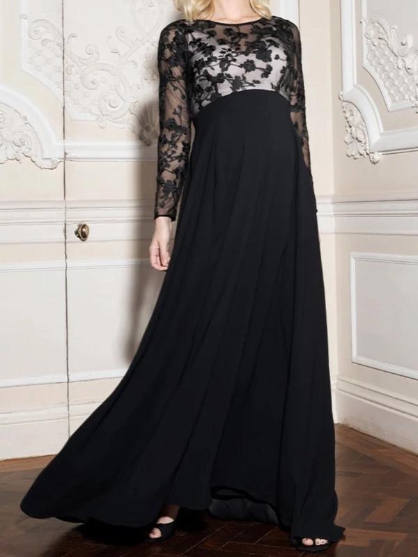 Adriana Lace Bodice Maternity Gown in Black