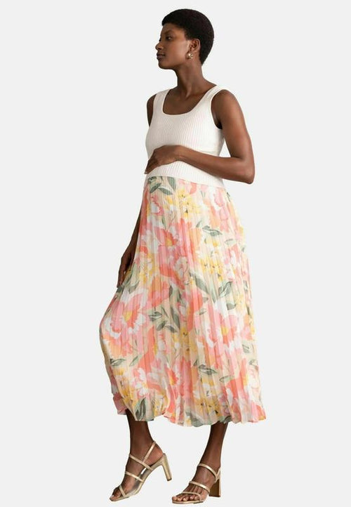 Arabella Knit Top with Pleat Skirt Nursing Dress in Floral Print