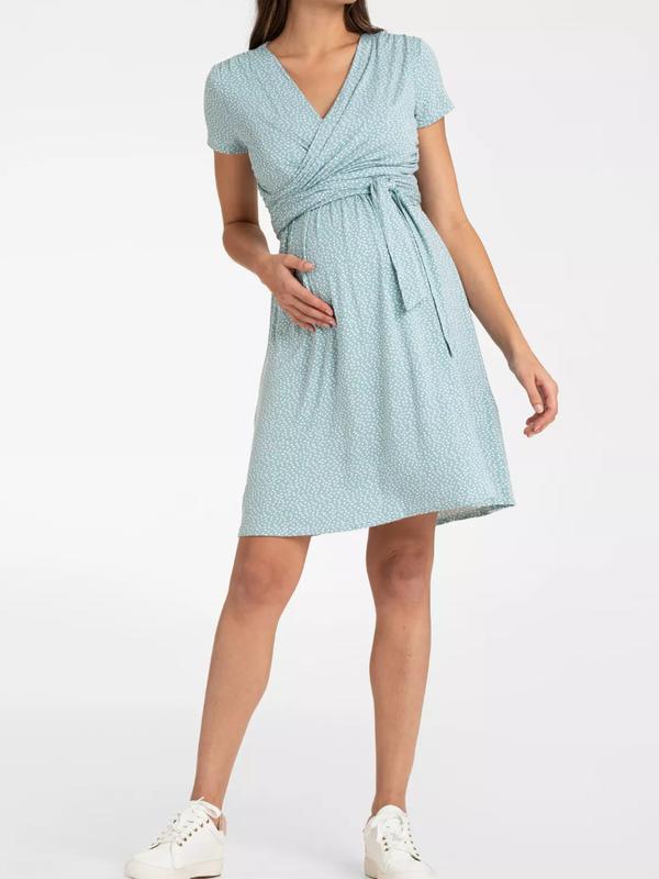 Patsy Maternity & Nursing Wrap Dress in Sage / White