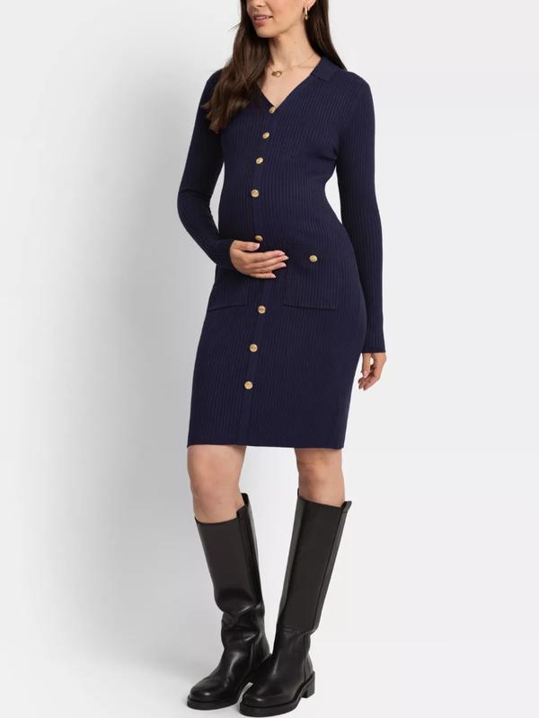 Stelios Maternity Sweater Dress in Navy
