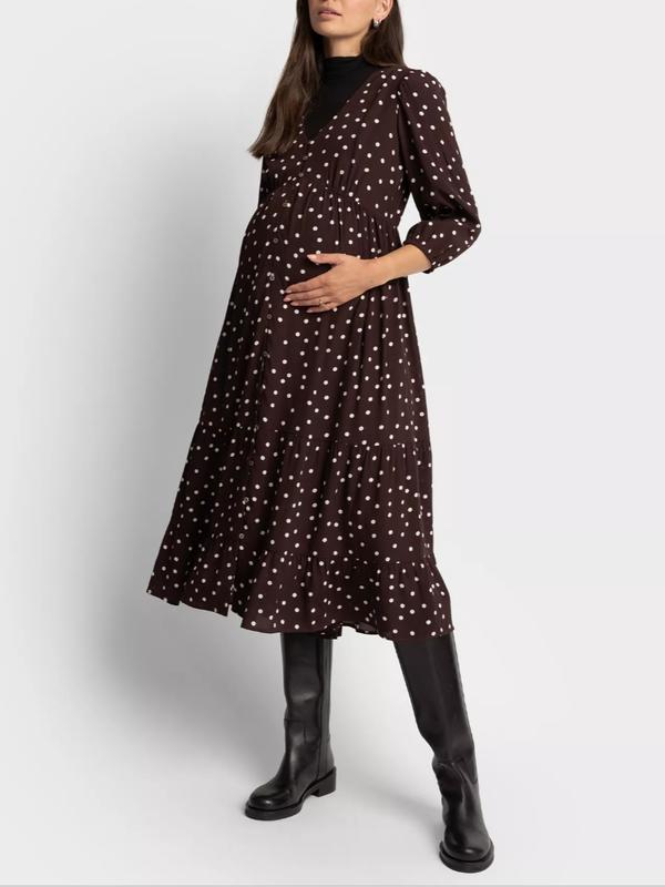 Margie Maternity & Nursing Dress in Brown