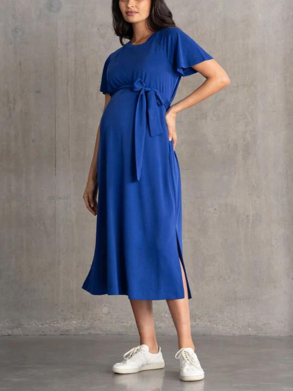 Ashley Maternity T-Shirt Dress in Blue