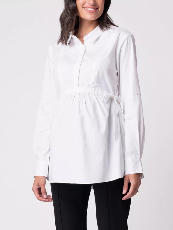 Larissa Button Down Maternity Shirt in White