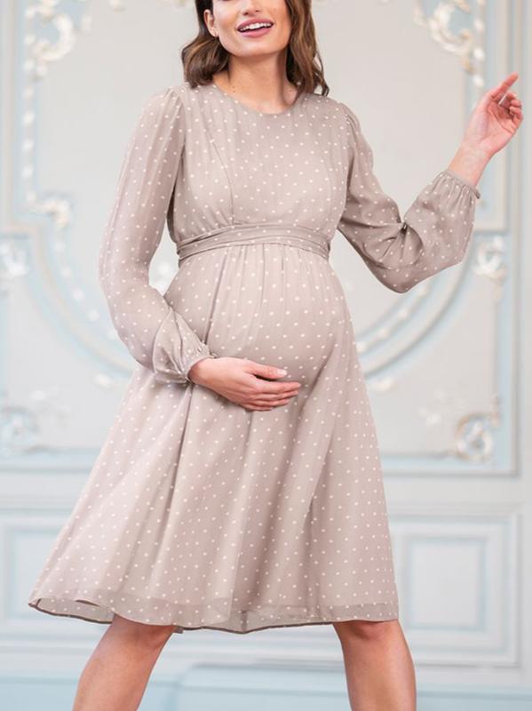 Gracelyn Maternity Dress in Taupe
